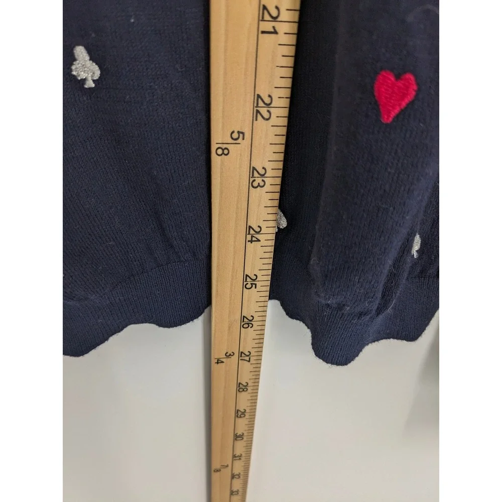 Zara Man Sweater Mens Medium Navy Blue Hearts Playing Cards‎ Lightweight Casual